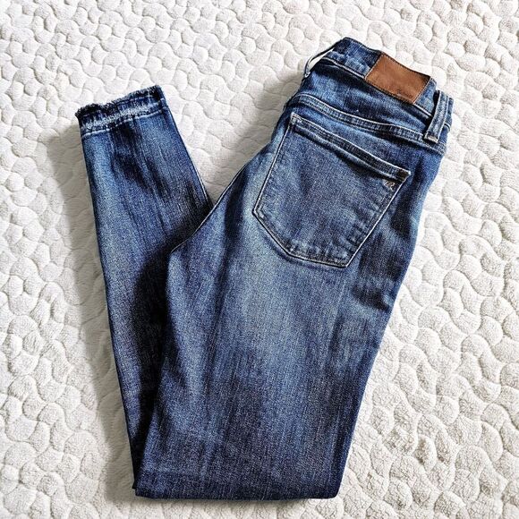 Madewell jeans high rise skinny 27 denim released distressed hem 4 - Picture 1 of 7